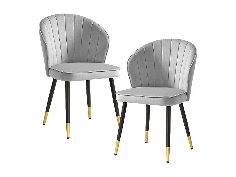 Lot de 2 Chaises de Salle à Manger Cuisine Velours Scandinave Coque