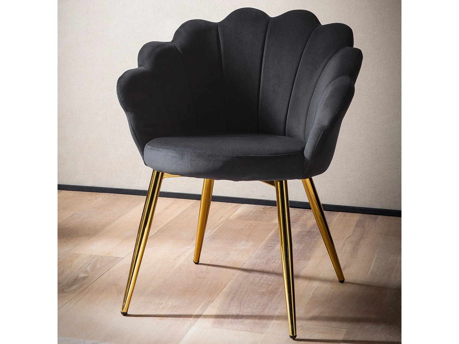 Chaise de Cuisine Velours Fauteuil Coque Rembourrée Confortable Moderne