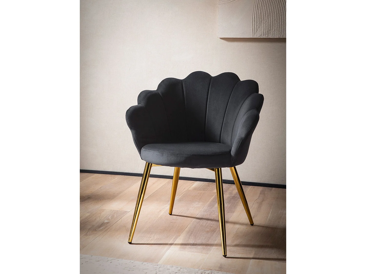 Chaise de Cuisine Velours Fauteuil Coque Rembourrée Confortable Moderne