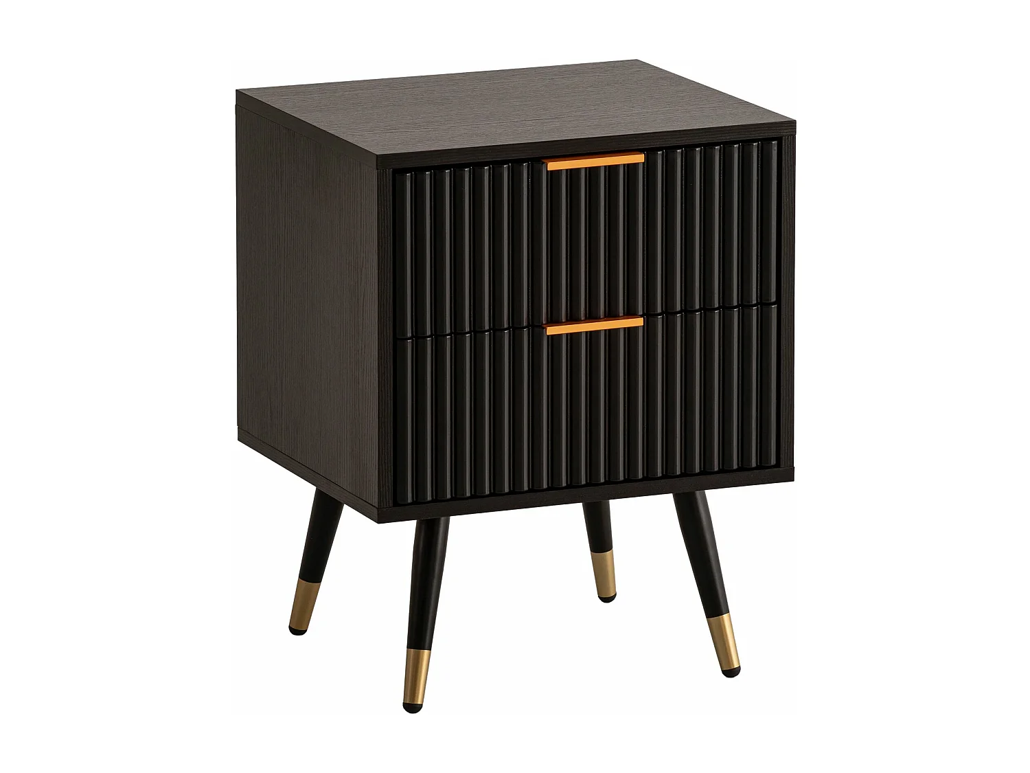 Table de Nuit Décor Chêne 56 cm Chevet Tiroirs Noir Lit Boxspring