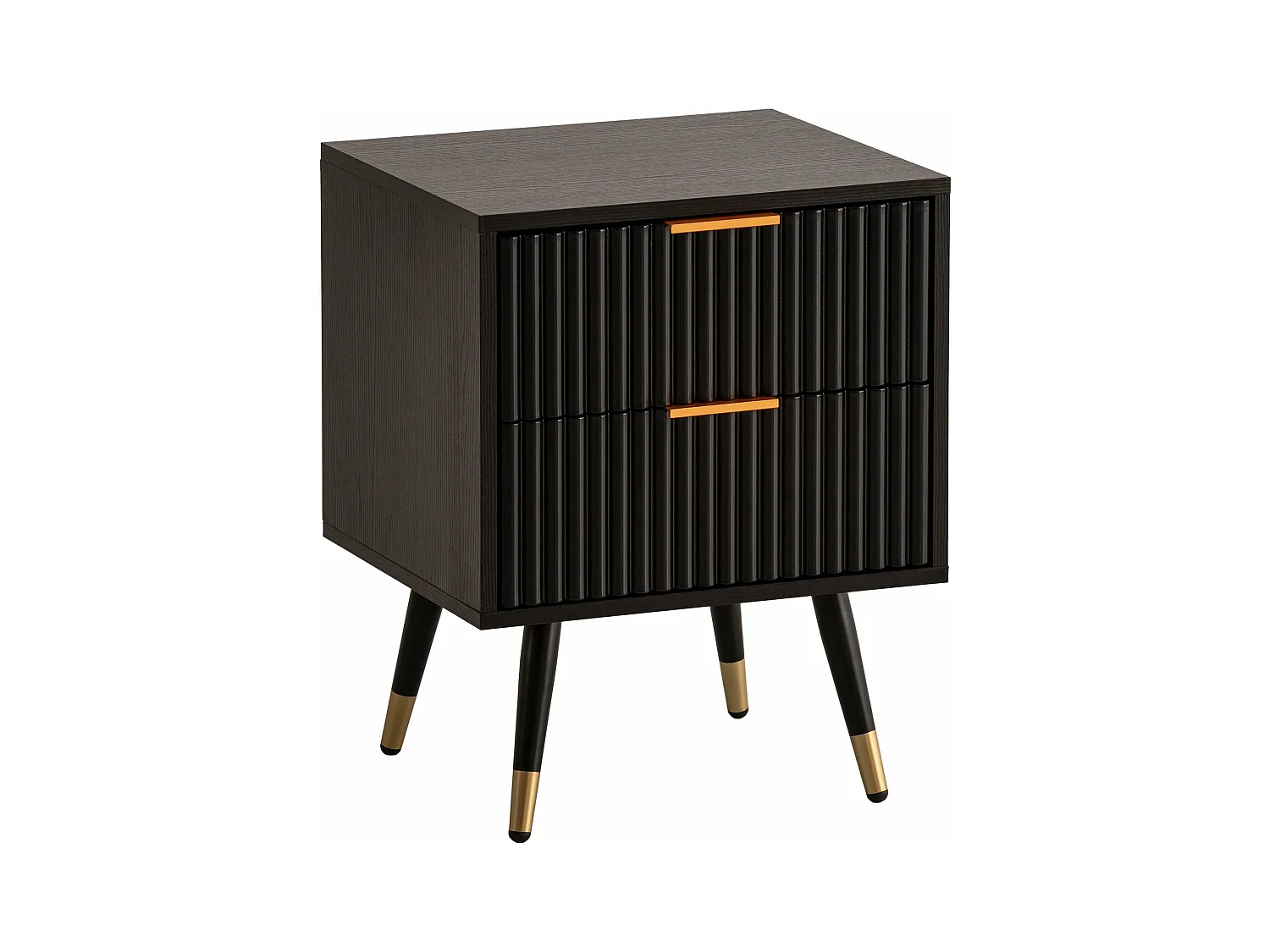 Table de Nuit Décor Chêne 56 cm Chevet Tiroirs Noir Lit Boxspring