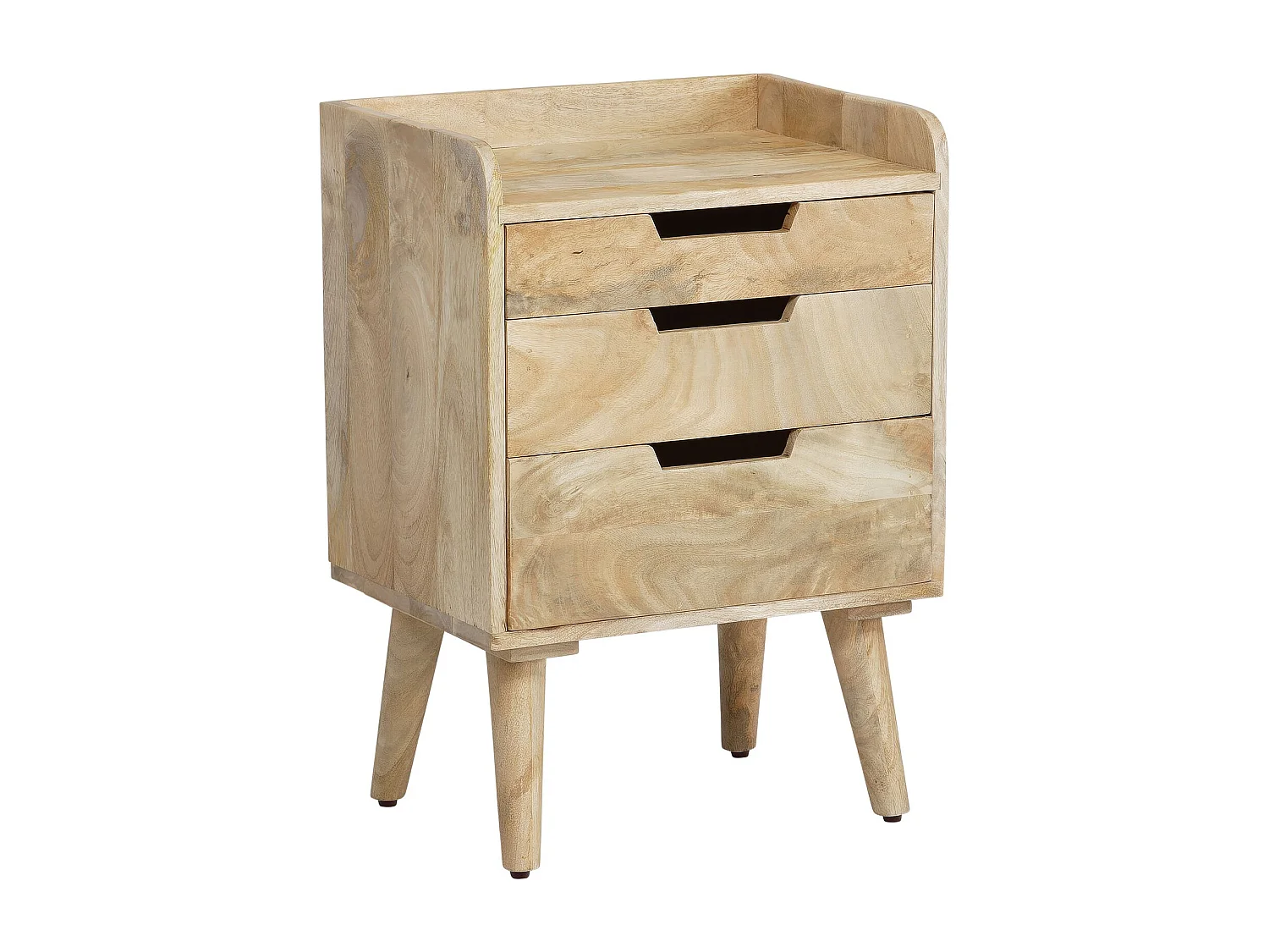 Table de Nuit Bois Massif 63 cm Chevet Tiroirs Lit Boxspring Moderne