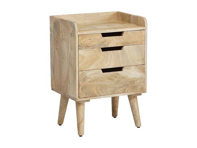 Table de Nuit Bois Massif 63 cm Chevet Tiroirs Lit Boxspring Moderne