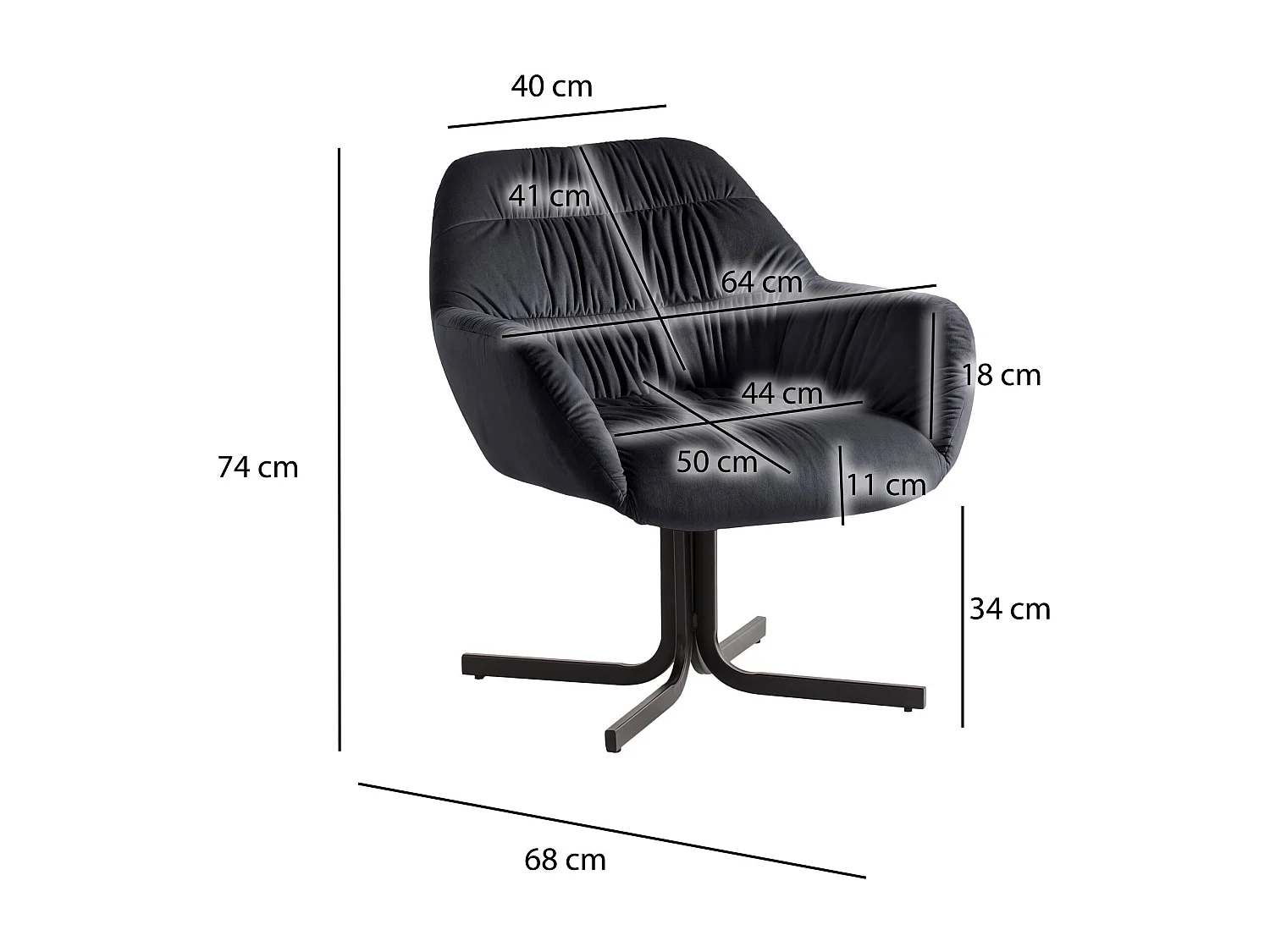 Fauteuil Lounge Velours Chaise Salon Coquille Dossier Rembourré Moderne