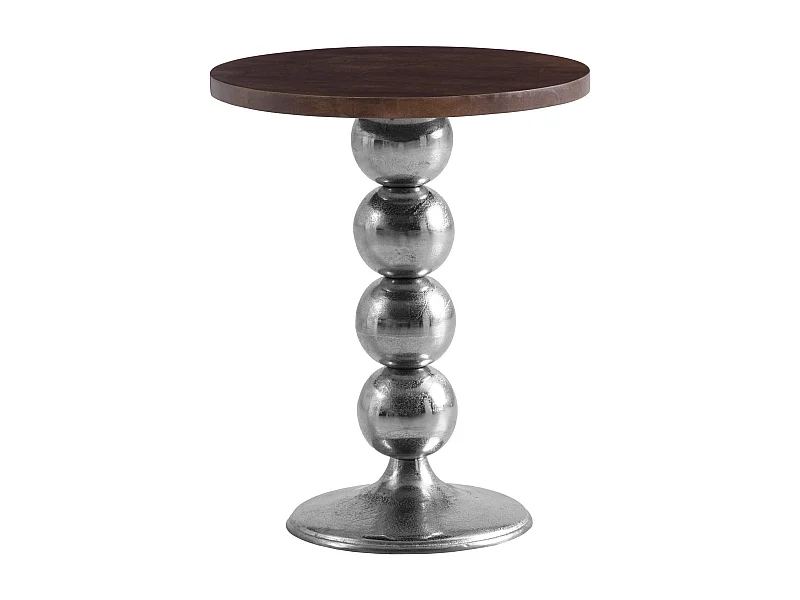 Table d’appoint Haute de Salon Bois Massif Métal Ø 50 cm Ronde Moderne
