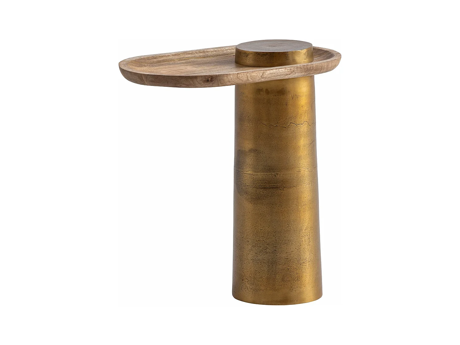 Table d’appoint Haute de Salon Bois Massif Métal 50 cm Ovale Moderne