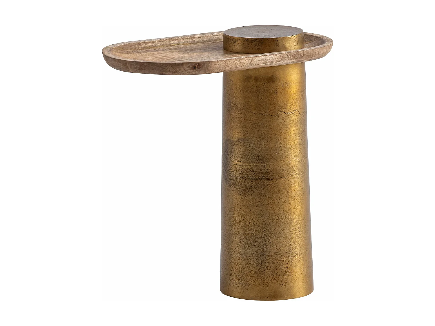 Table d’appoint Haute de Salon Bois Massif Métal 50 cm Ovale Moderne