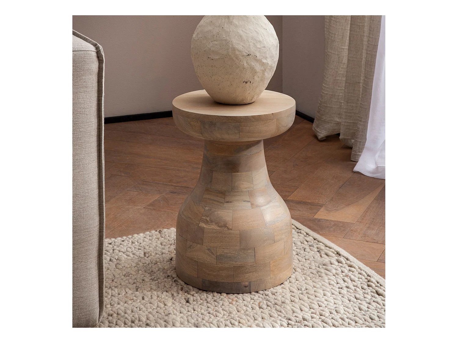 Table d’appoint Haute de Salon Bois Massif Ø 30 cm Ronde Moderne Marron