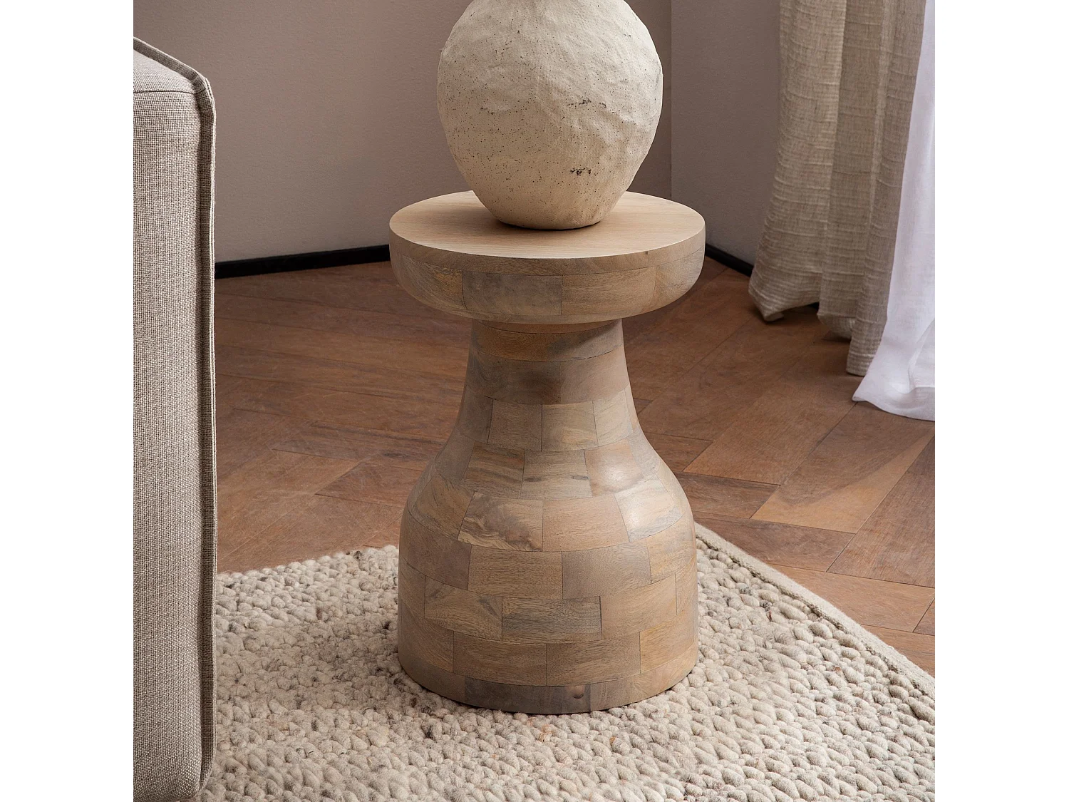 Table d’appoint Haute de Salon Bois Massif Ø 30 cm Ronde Moderne Marron