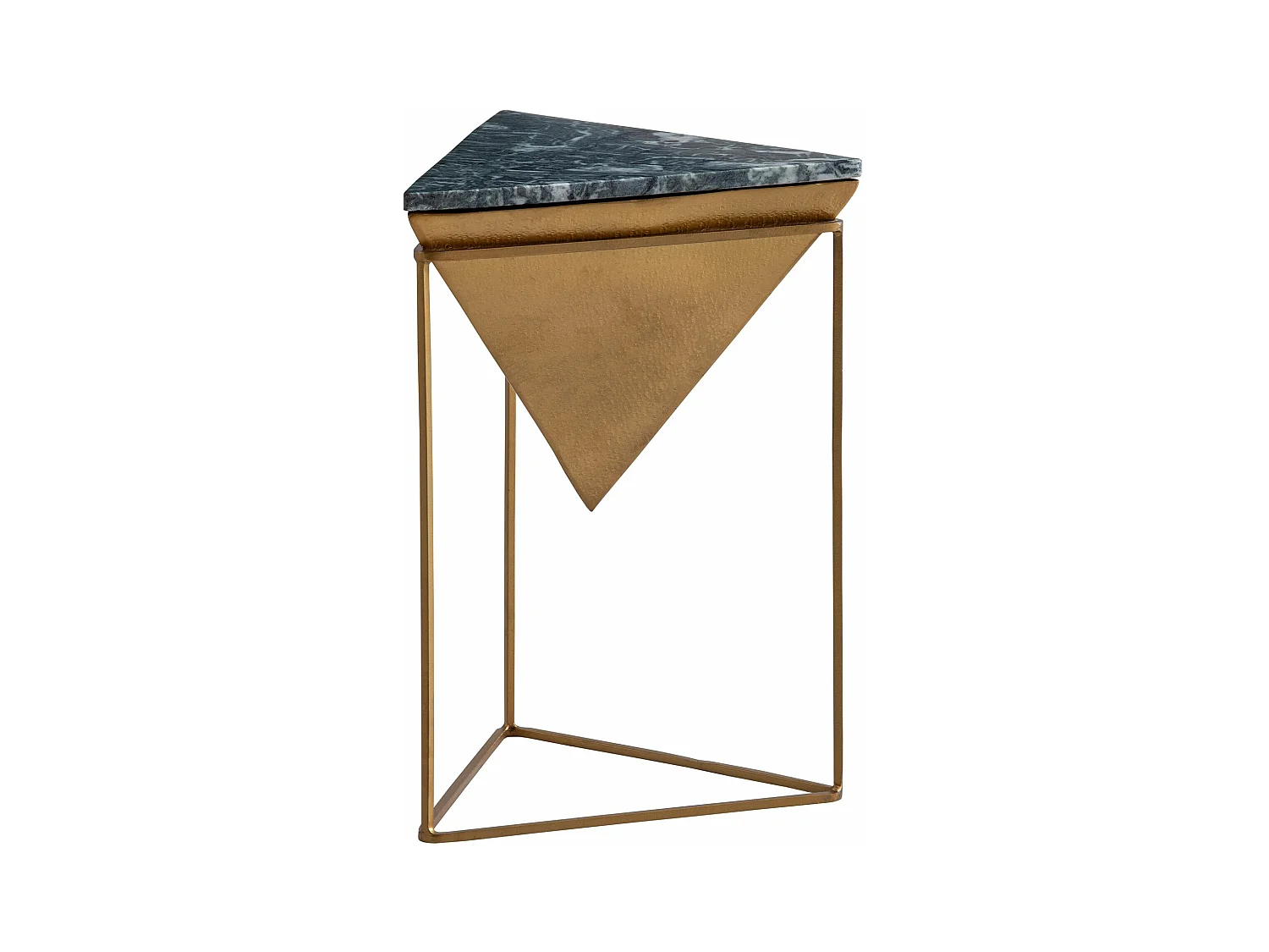 Table d’appoint Haute de Salon Véritable Marbre Métal 37 cm Triangulaire