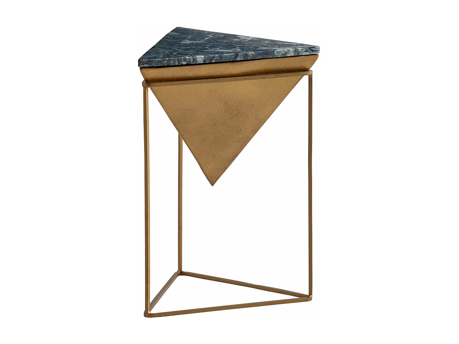 Table d’appoint Haute de Salon Véritable Marbre Métal 37 cm Triangulaire