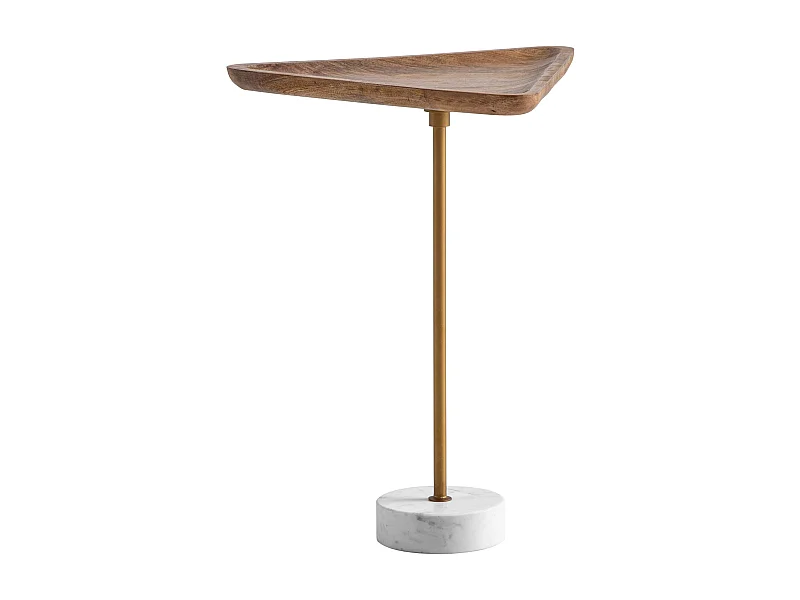Table d’appoint Haute Bois Massif Véritable Marbre 45 cm Triangulaire