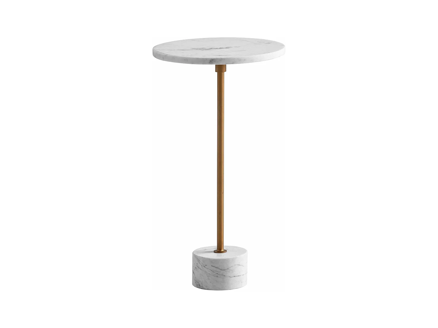 Table d’appoint de Salon Marbre Véritable Ø 30 cm Haute Ronde Dorée