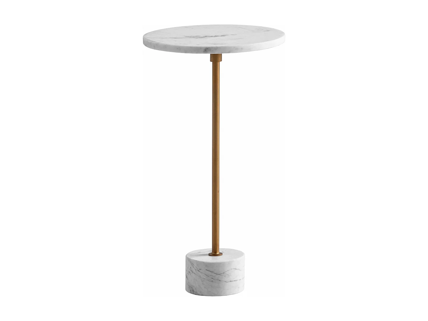 Table d’appoint de Salon Marbre Véritable Ø 30 cm Haute Ronde Dorée