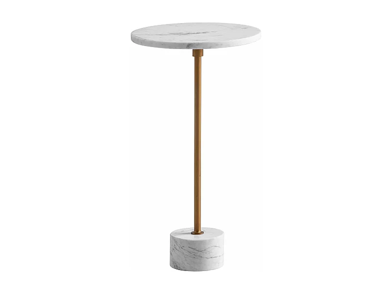 Table d’appoint de Salon Marbre Véritable Ø 30 cm Haute Ronde Dorée