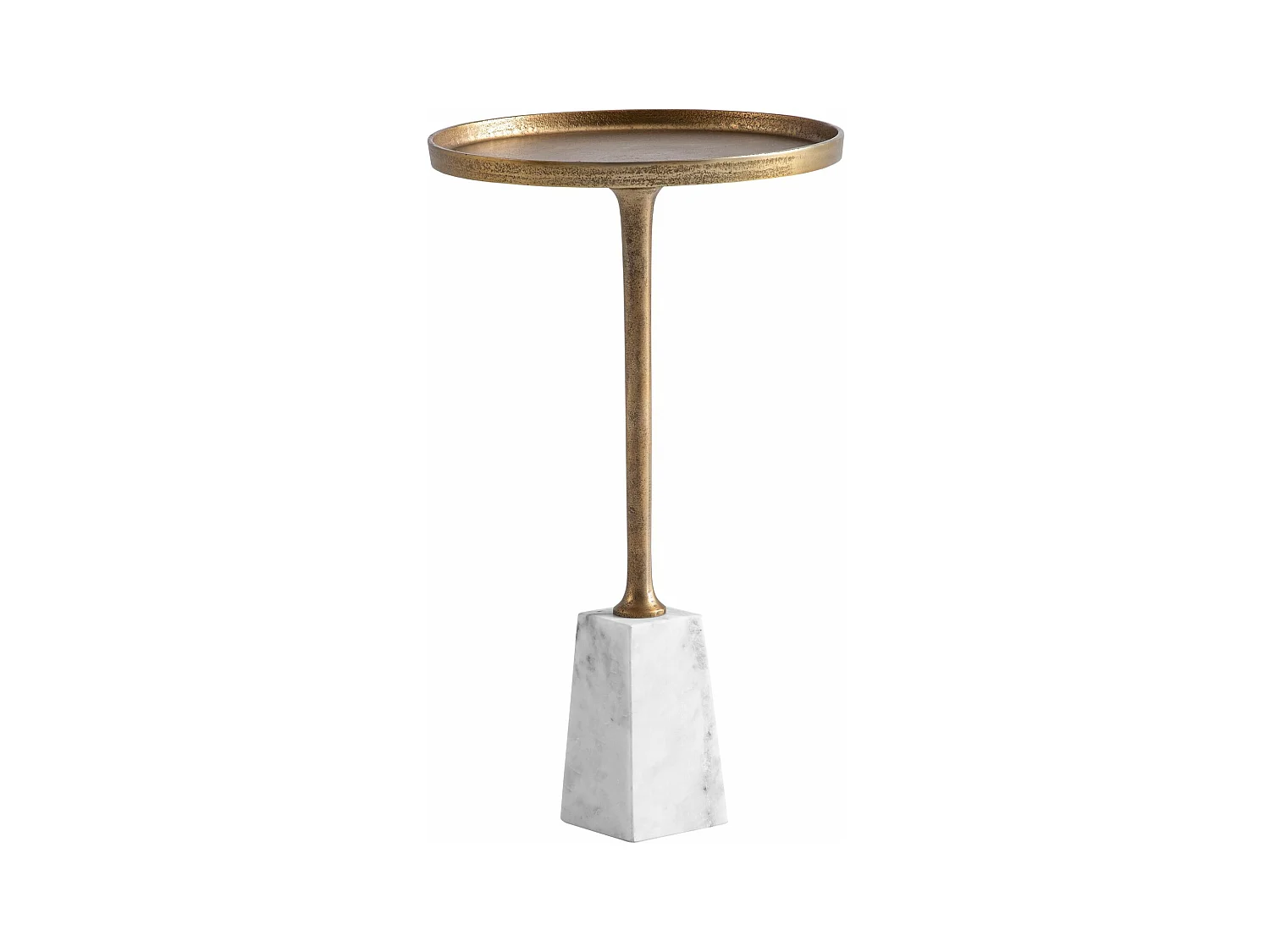 Table d’appoint de Salon Marbre Véritable Ø 34 cm Haute Ronde Dorée