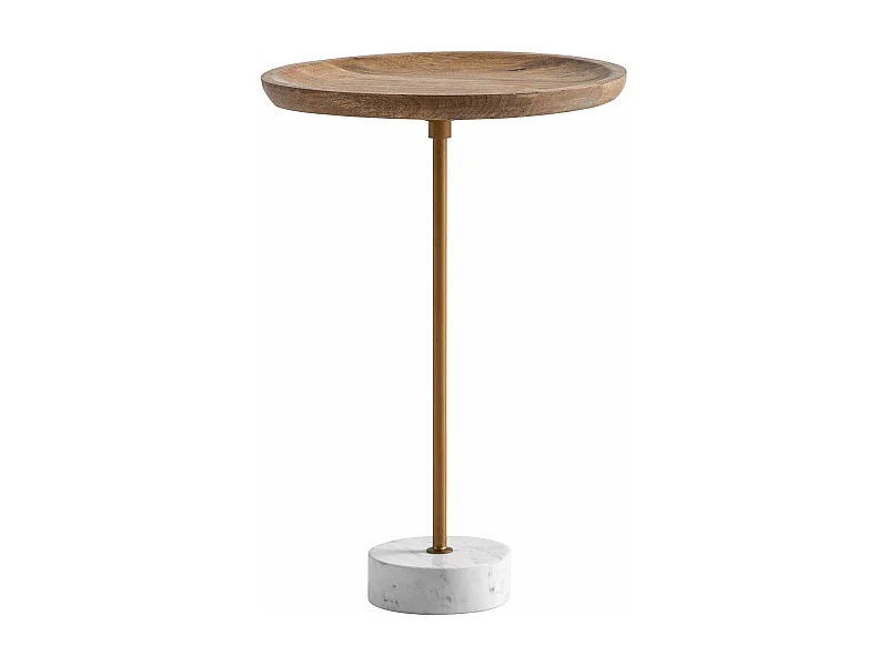Table d’appoint Haute Salon Bois Massif Véritable Marbre Ø 40 cm Ronde
