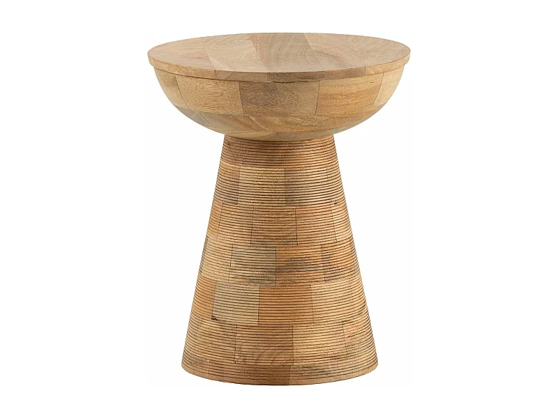 Table d’appoint Haute de Salon Bois Massif Ø 37 cm Ronde Moderne Marron