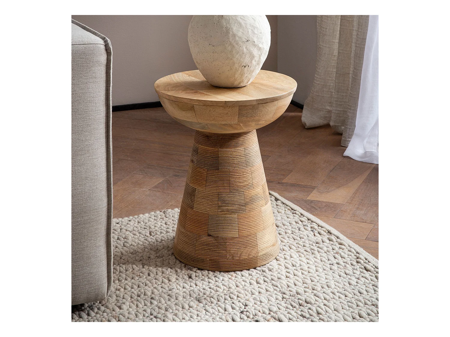 Table d’appoint Haute de Salon Bois Massif Ø 37 cm Ronde Moderne Marron