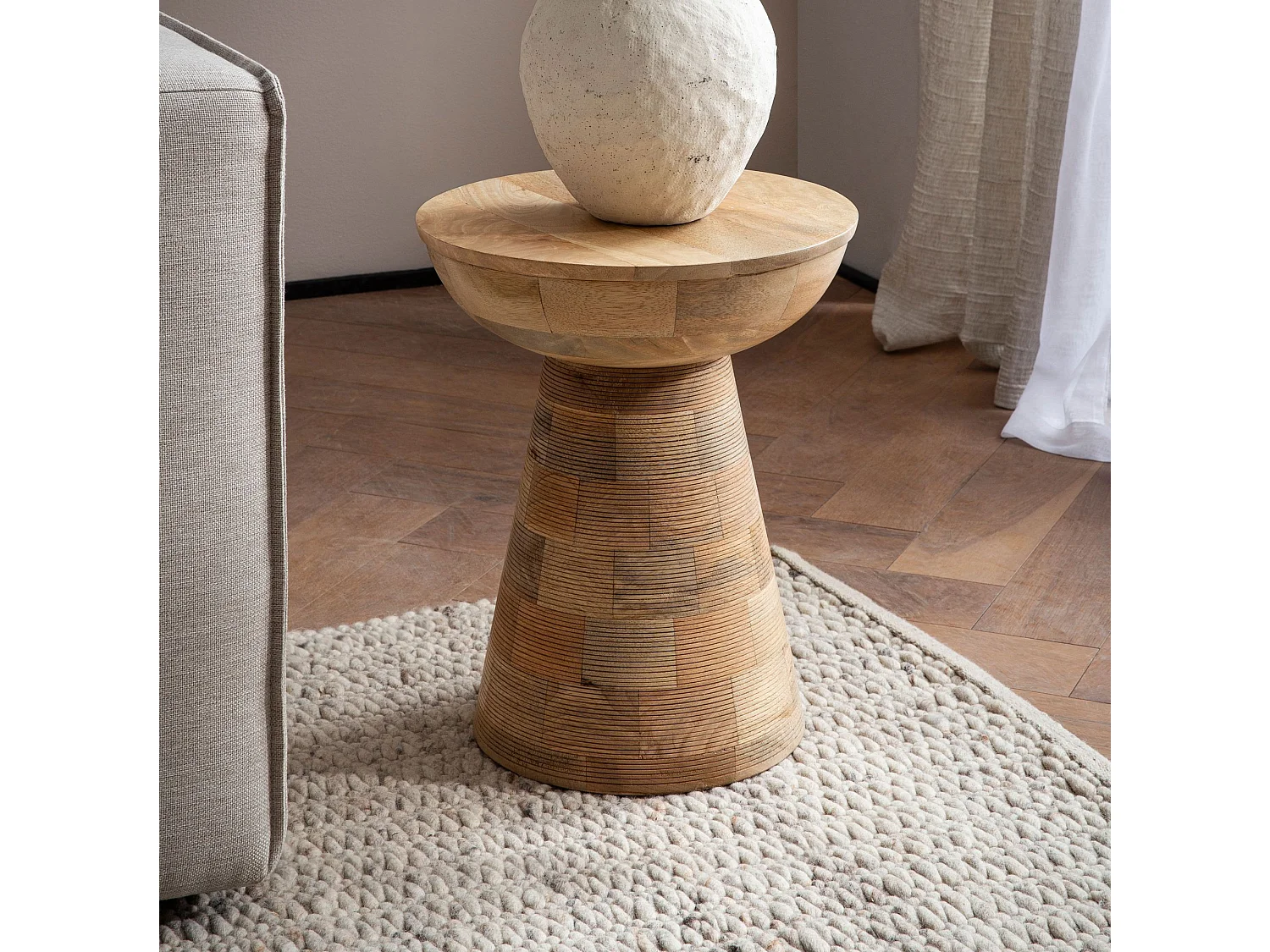 Table d’appoint Haute de Salon Bois Massif Ø 37 cm Ronde Moderne Marron