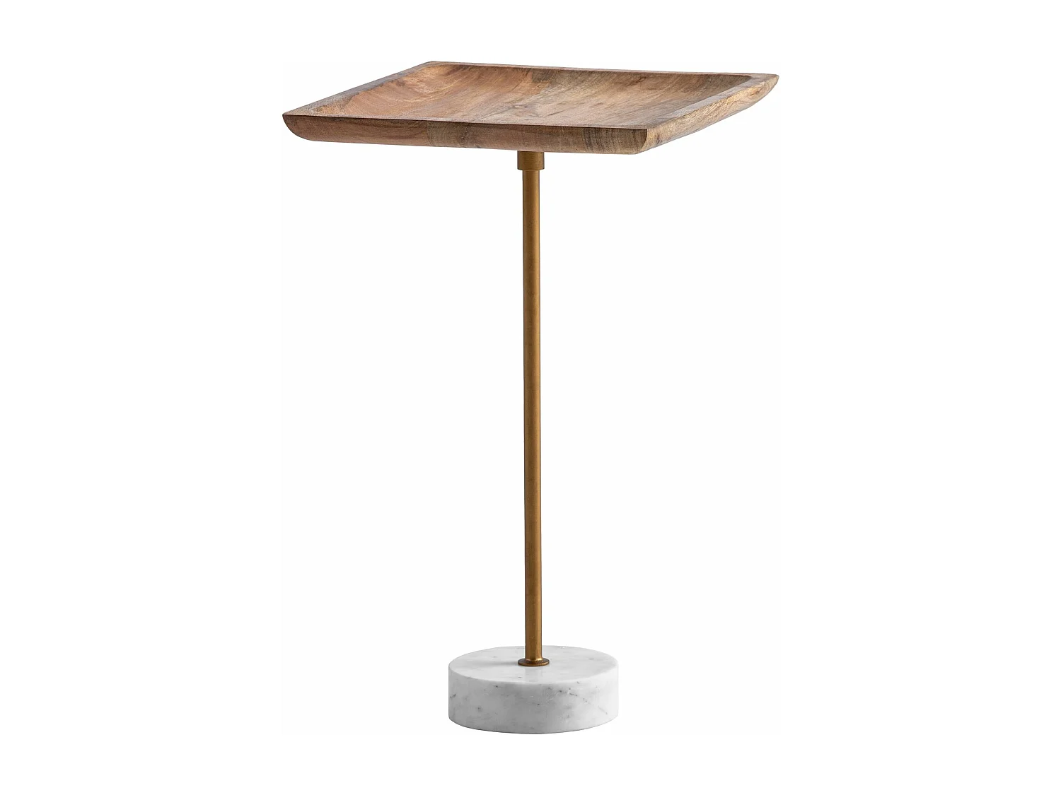 Table d’appoint Haute Salon Bois Massif Véritable Marbre 35 cm Carrée
