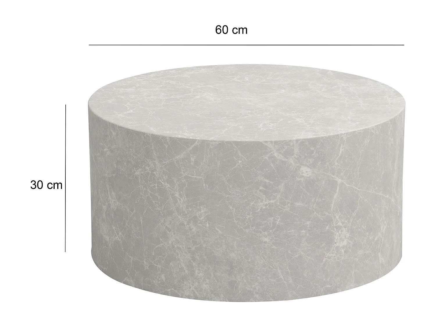 Table Basse Aspect Marbre 60 cm Table de Salon Ronde Moderne Brilliant