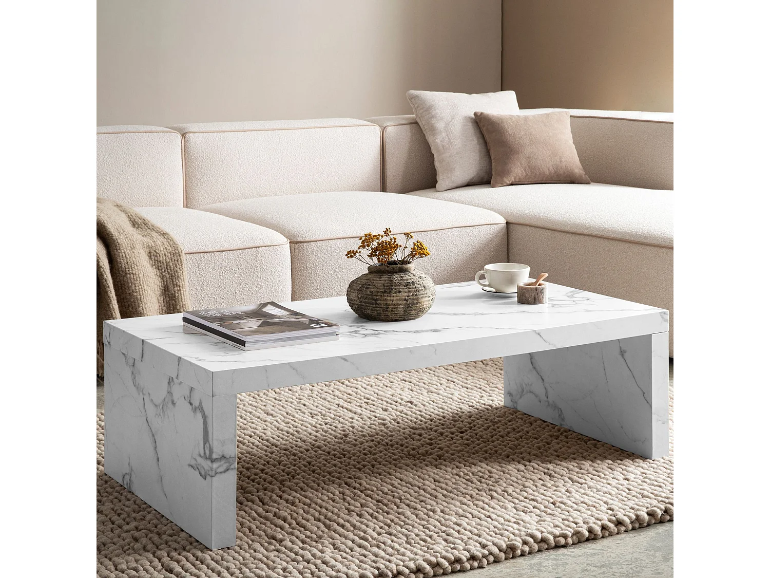 Table Basse de Salon 110 cm Grande Design Moderne Rectangulaire Simple