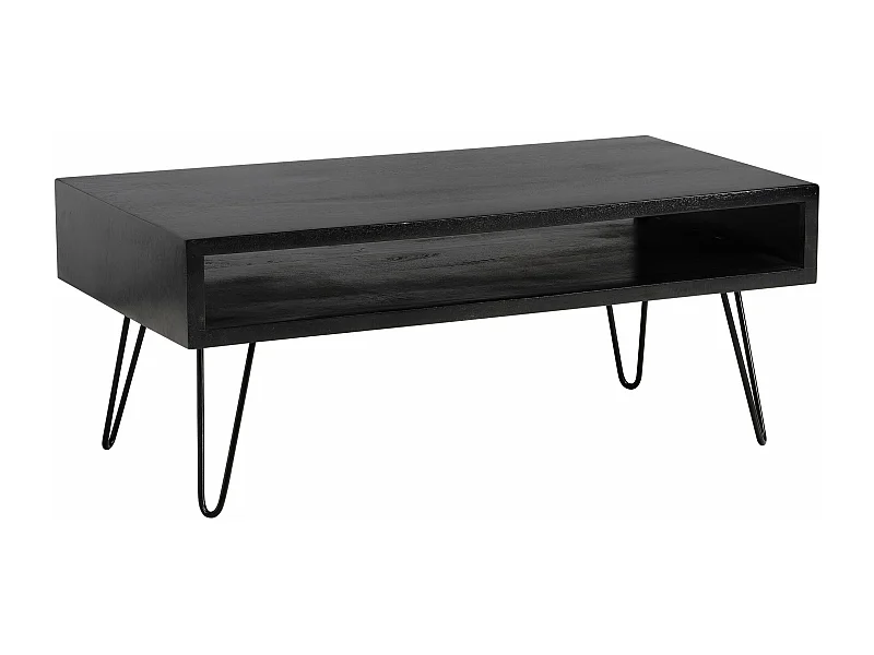 Table Basse Café Salon Canapé 100 cm Bois Massif Rectangulaire Rangement