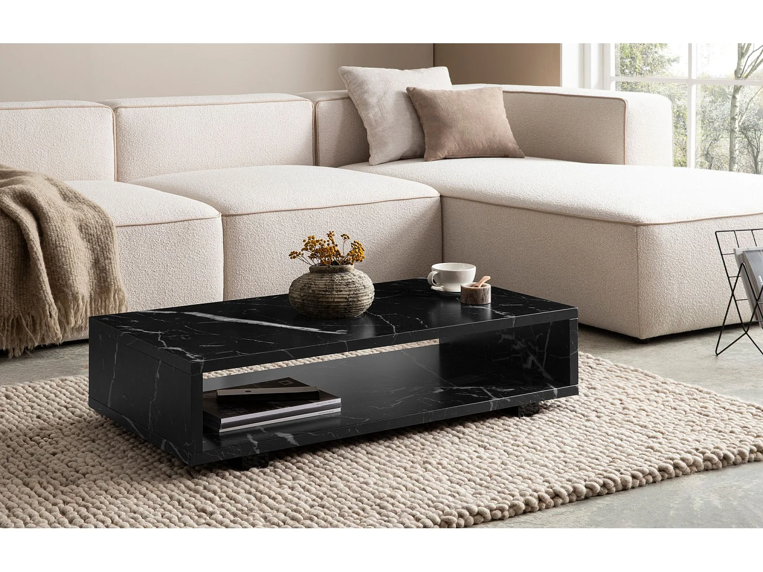 Table Basse de Salon 100 cm Grande Moderne Rangement Rectangulaire