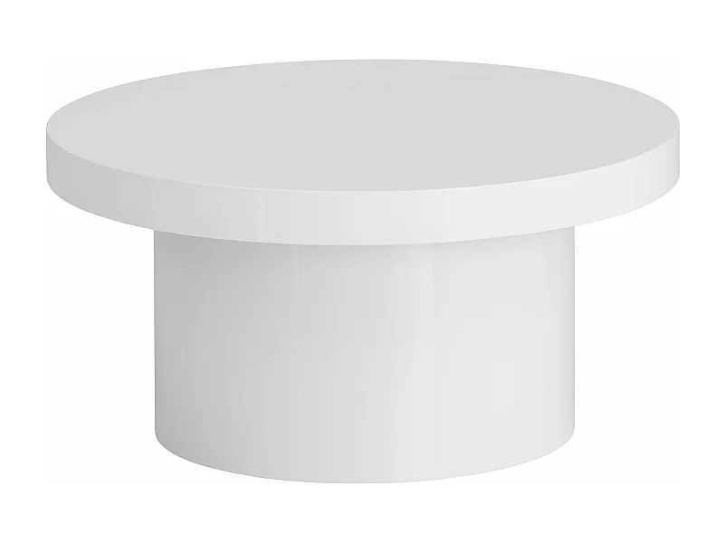 Table Basse Canapé de Salon 60 cm Petite Ronde Moderne Blanc Brillante