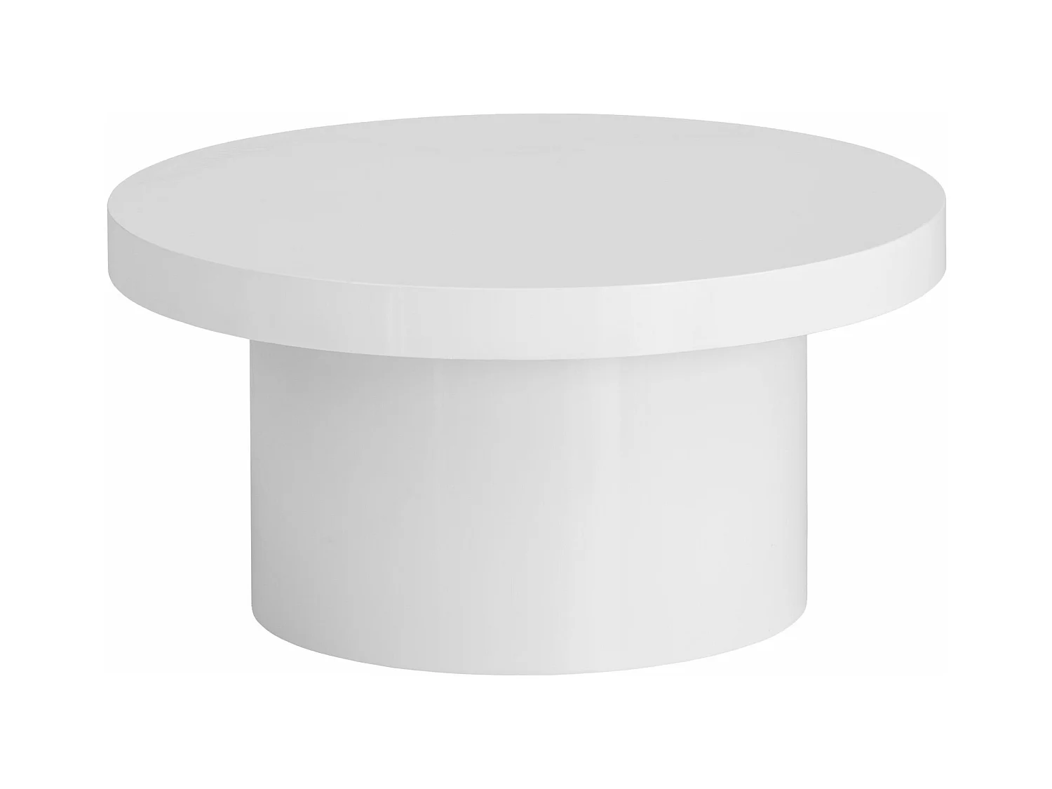 Table Basse Canapé de Salon 60 cm Petite Ronde Moderne Blanc Brillante