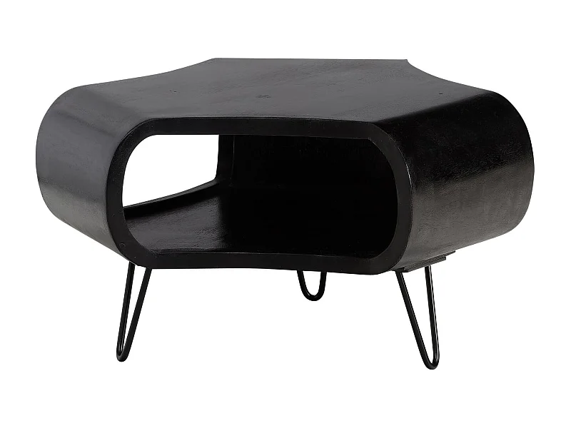 Table Basse Café de Salon Canapé 60 cm Bois Massif Organique Rangement