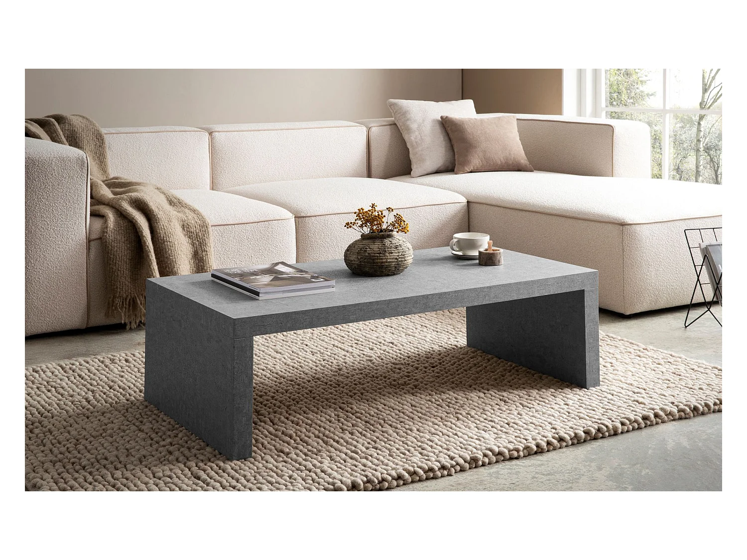 Table Basse de Salon 110 cm Grande Design Moderne Rectangulaire Simple