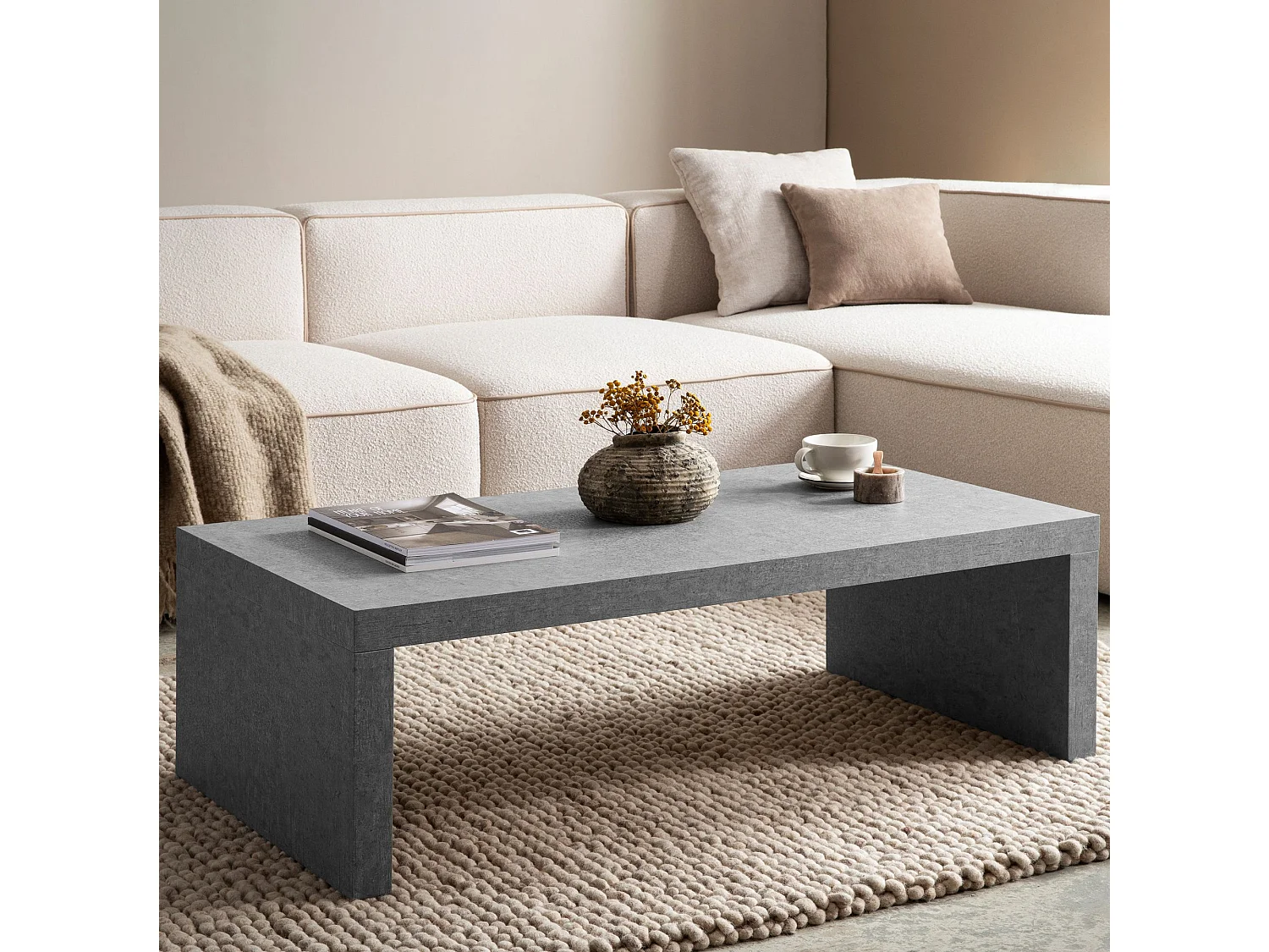 Table Basse de Salon 110 cm Grande Design Moderne Rectangulaire Simple