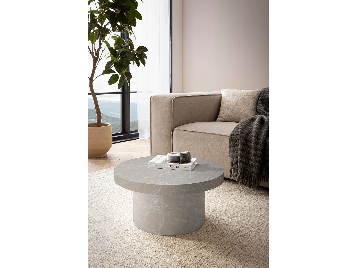 Table Basse Canapé de Salon 60 cm Petite Ronde Moderne Forme Champignon