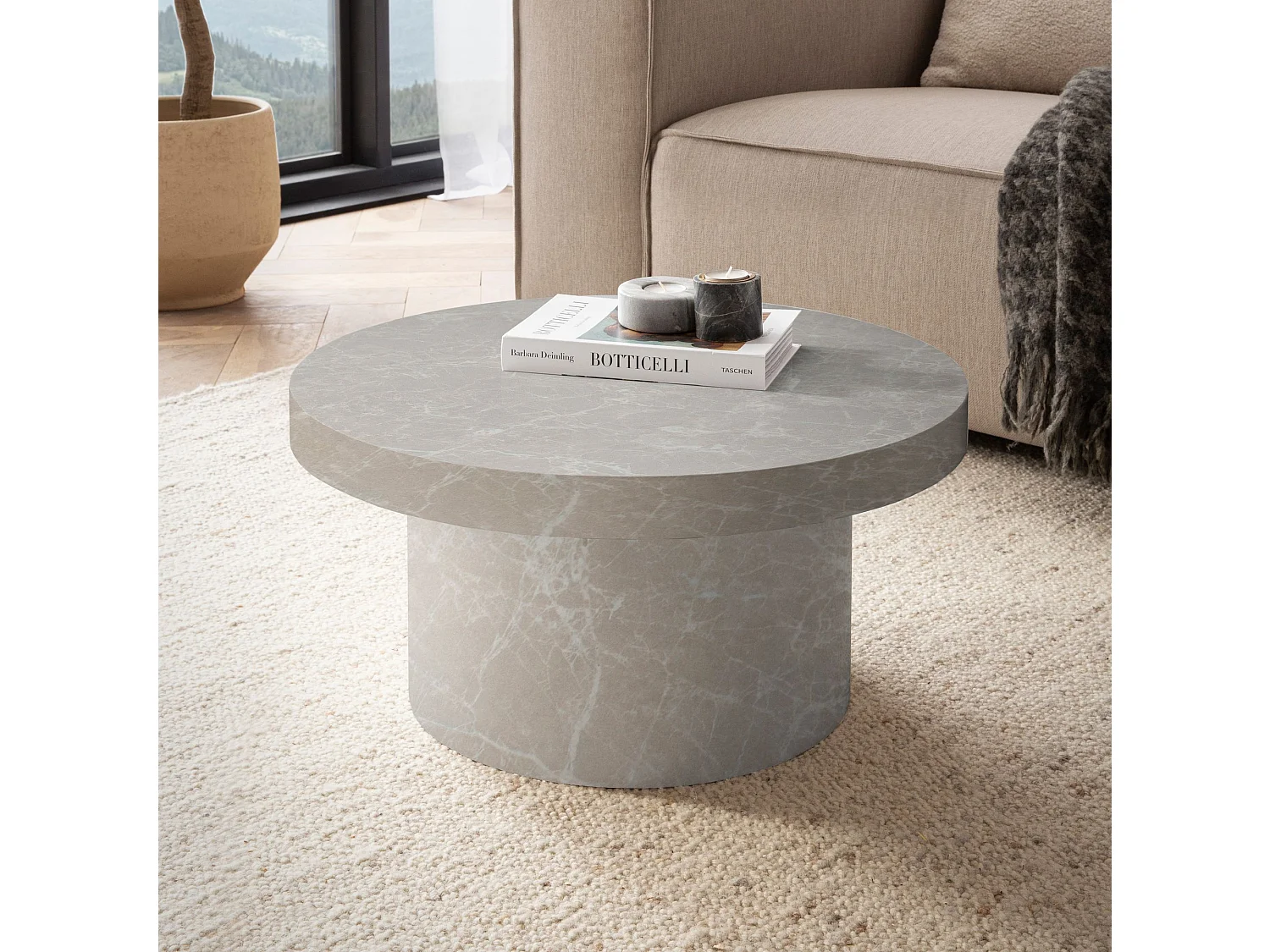 Table Basse Canapé de Salon 60 cm Petite Ronde Moderne Forme Champignon