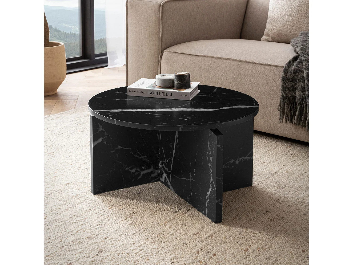 Table Basse Canapé de Salon 60 cm Petite Ronde Moderne Contemporain