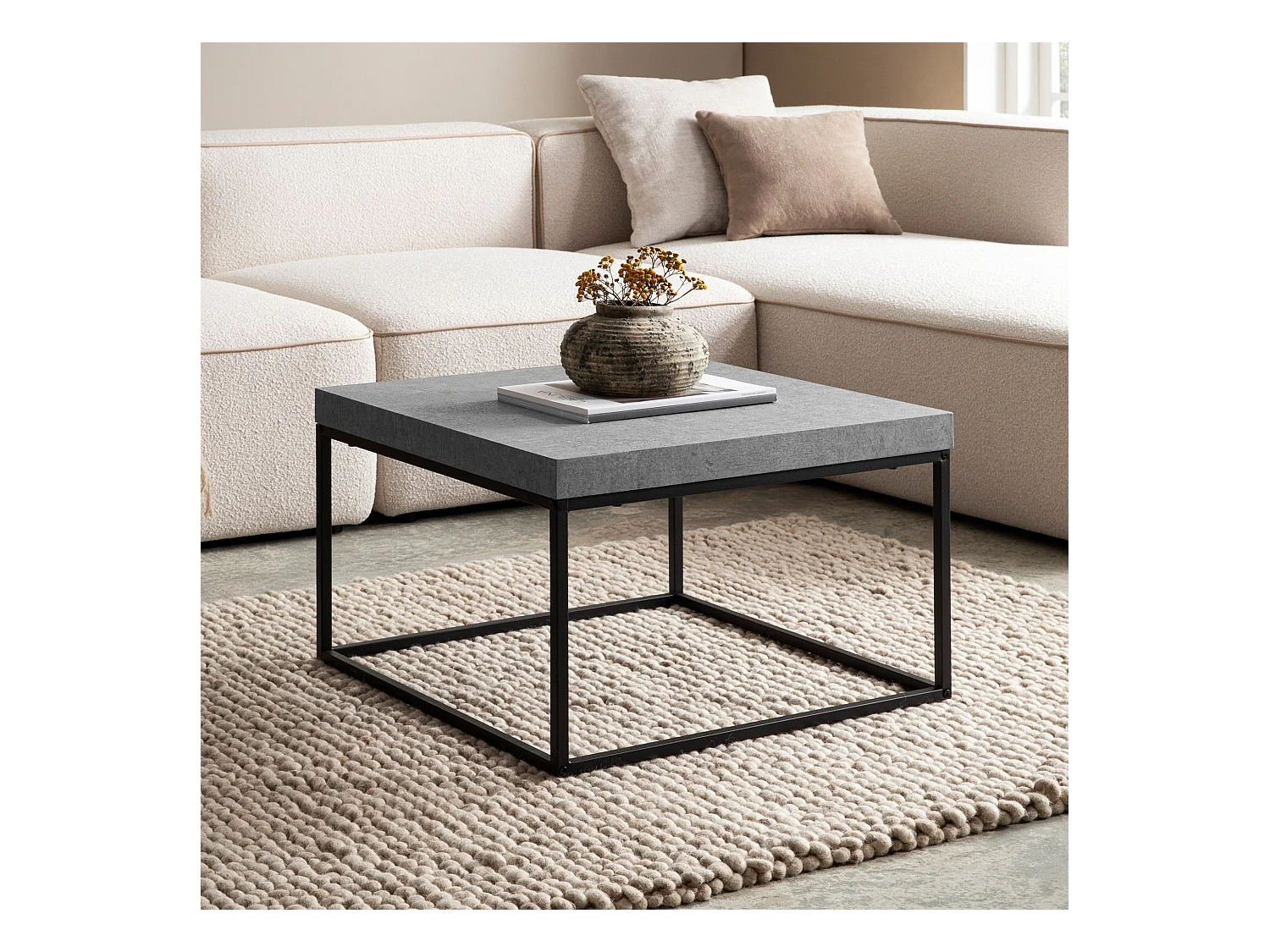 Table Basse Canapé de Salon 60 cm Design Moderne Petite Carrée Métal