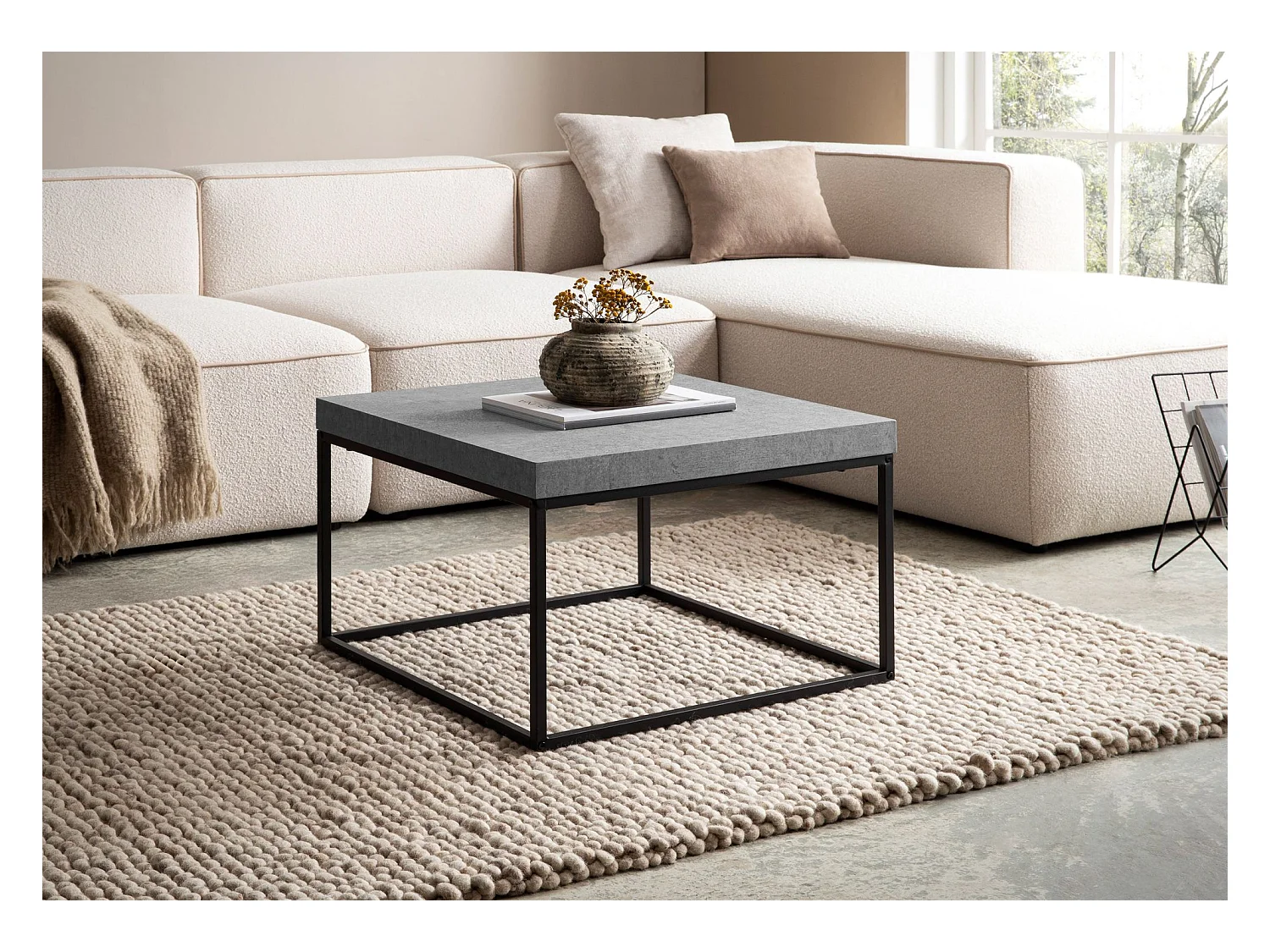 Table Basse Canapé de Salon 60 cm Design Moderne Petite Carrée Métal