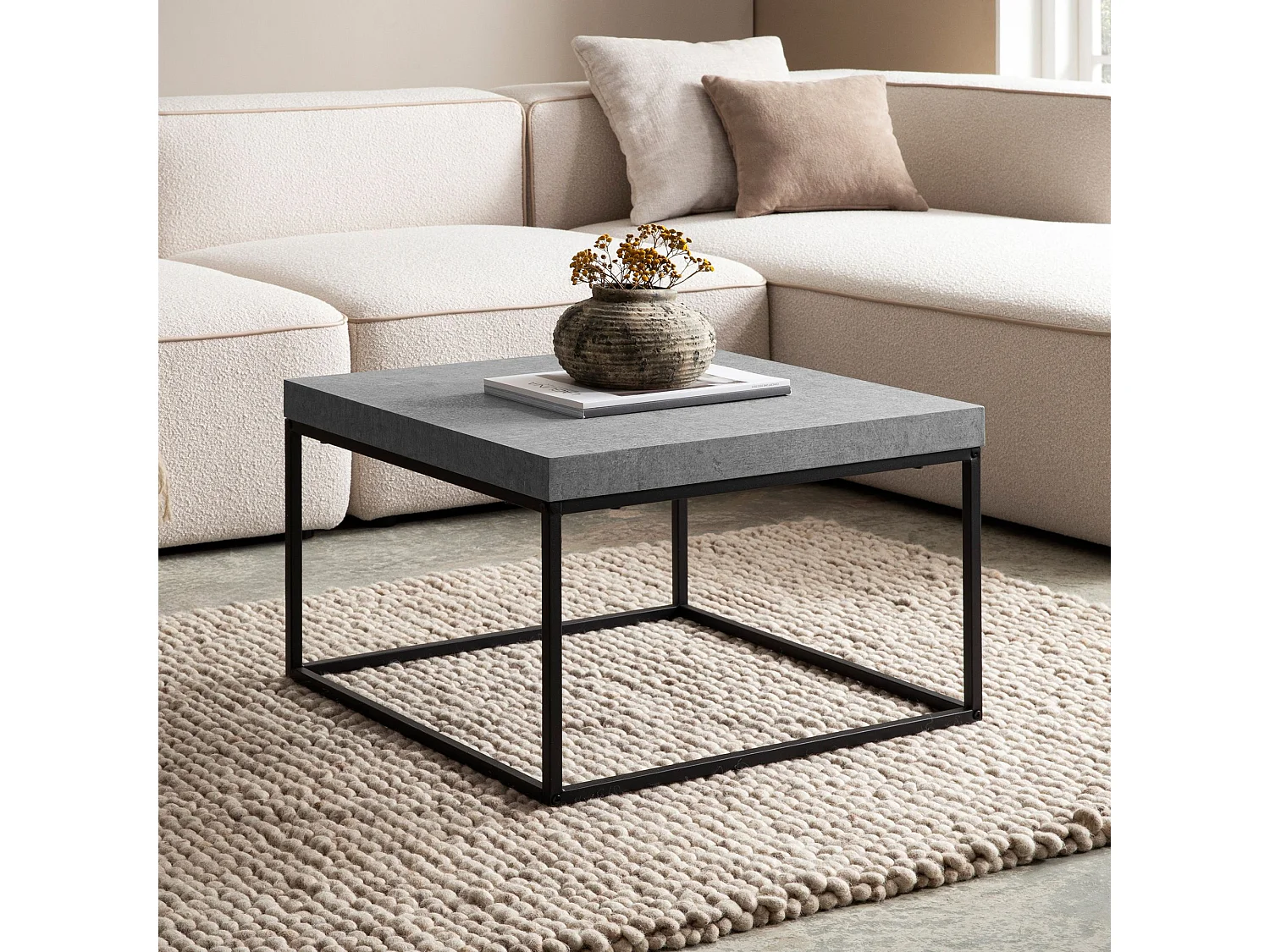 Table Basse Canapé de Salon 60 cm Design Moderne Petite Carrée Métal