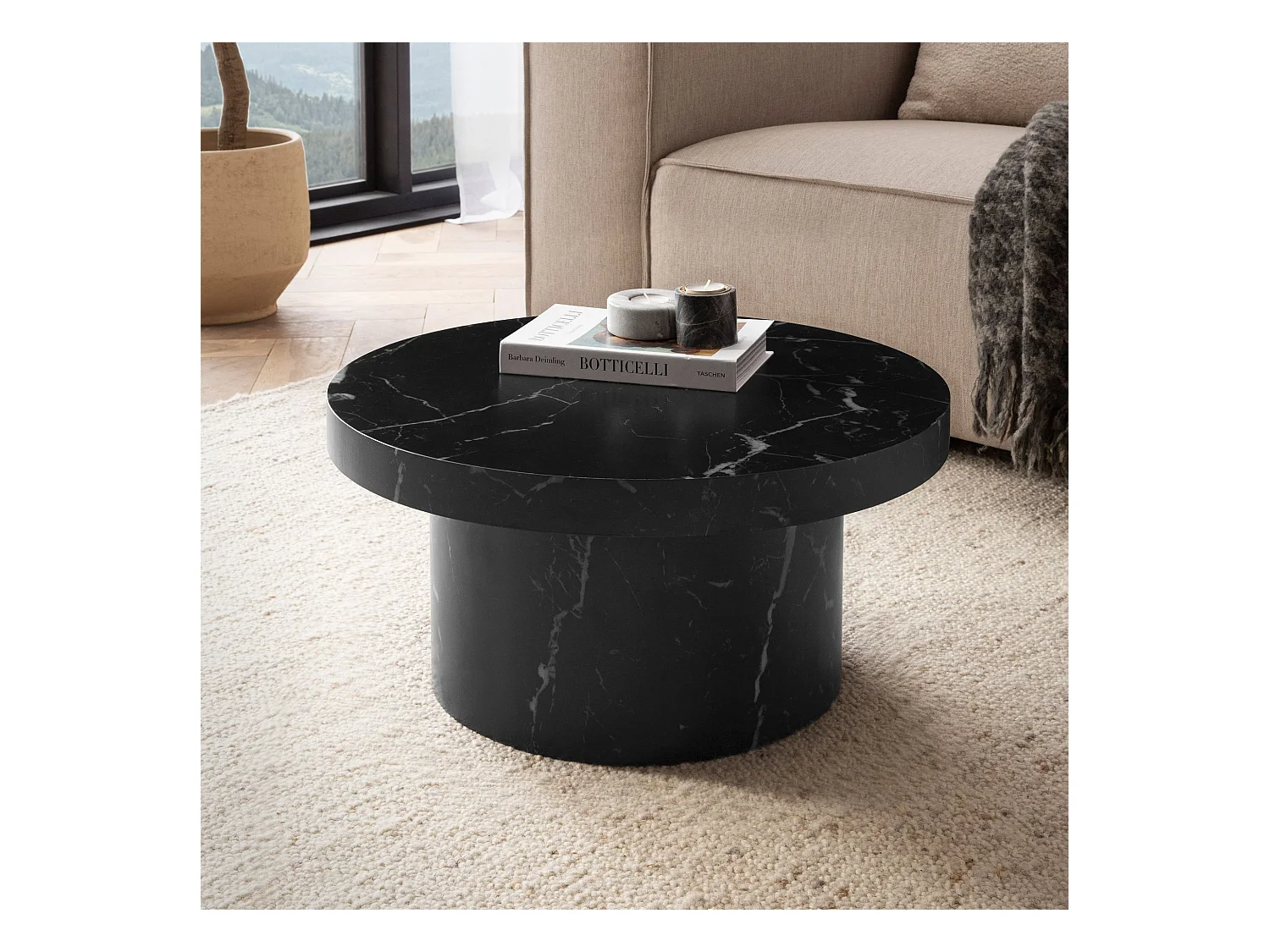 Table Basse Canapé de Salon 60 cm Petite Ronde Moderne Forme Champignon