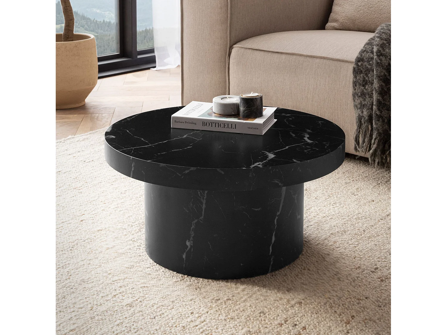 Table Basse Canapé de Salon 60 cm Petite Ronde Moderne Forme Champignon