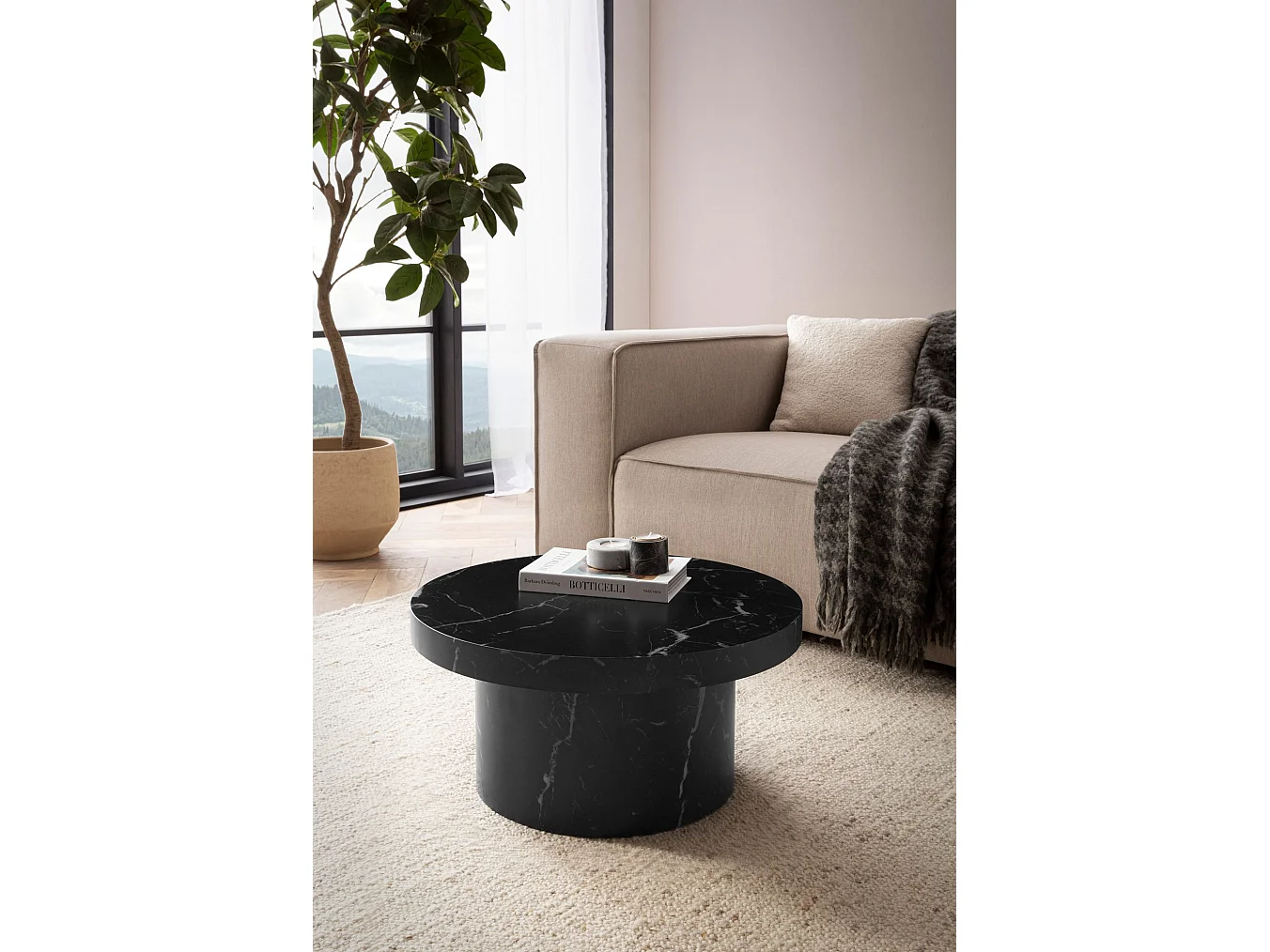 Table Basse Canapé de Salon 60 cm Petite Ronde Moderne Forme Champignon