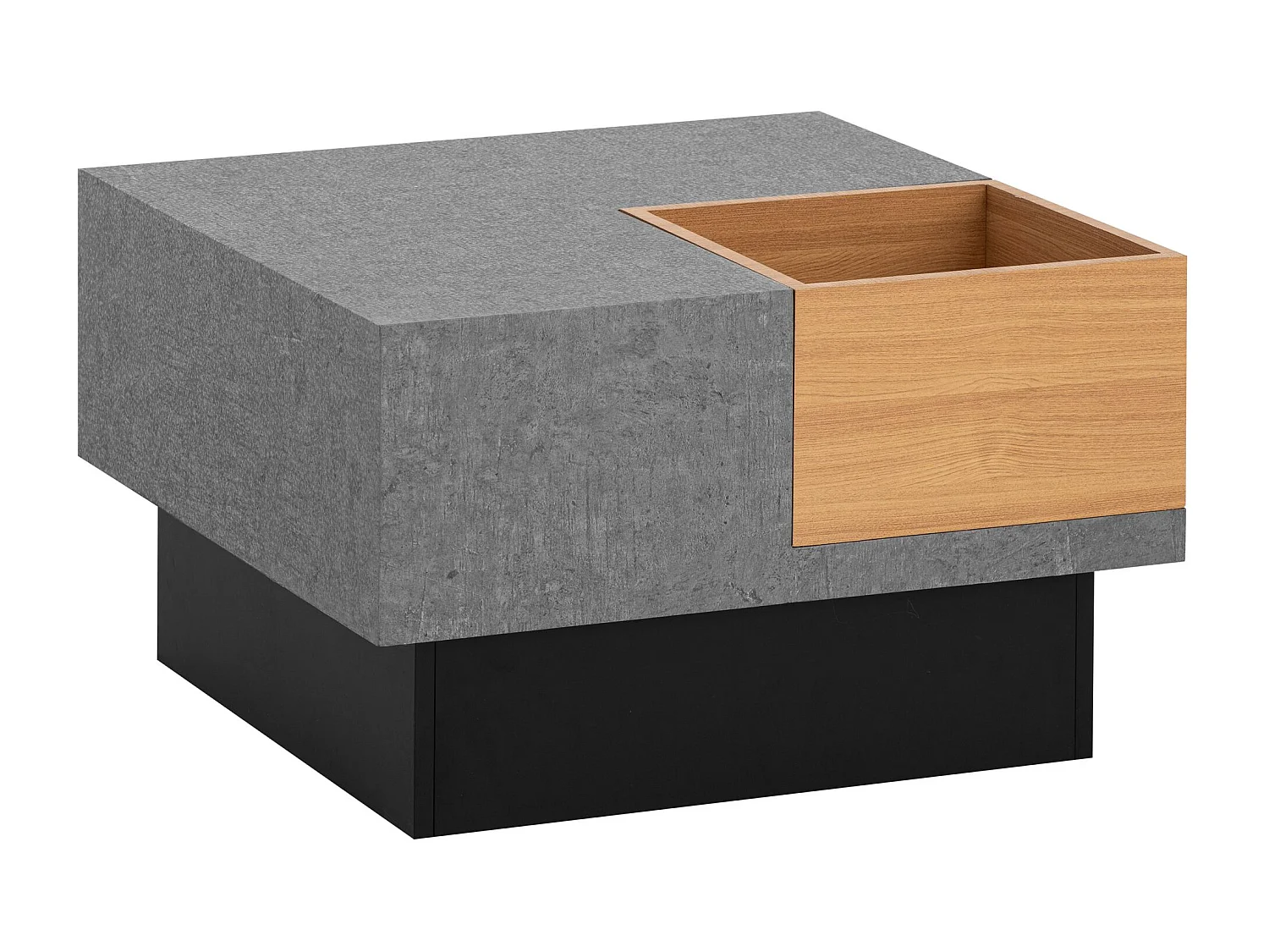 Table Basse Canapé de Salon 65 cm Aspect Béton Carrée Rangement Gris