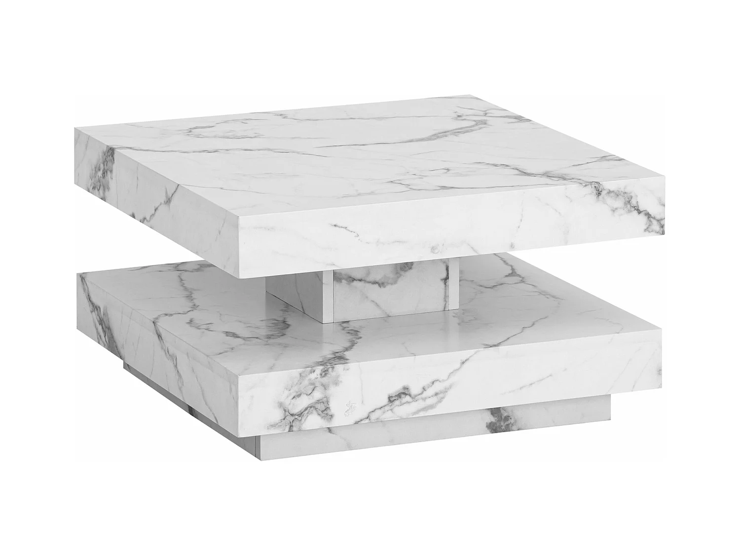 Table Basse Canapé de Salon 60 cm Carré Moderne avec Espace de Rangement