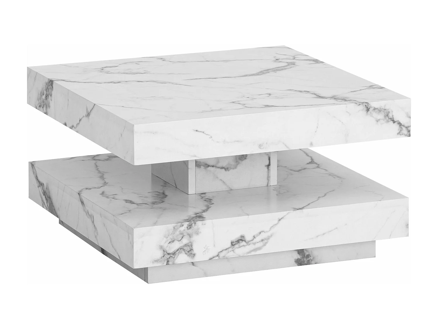 Table Basse Canapé de Salon 60 cm Carré Moderne avec Espace de Rangement