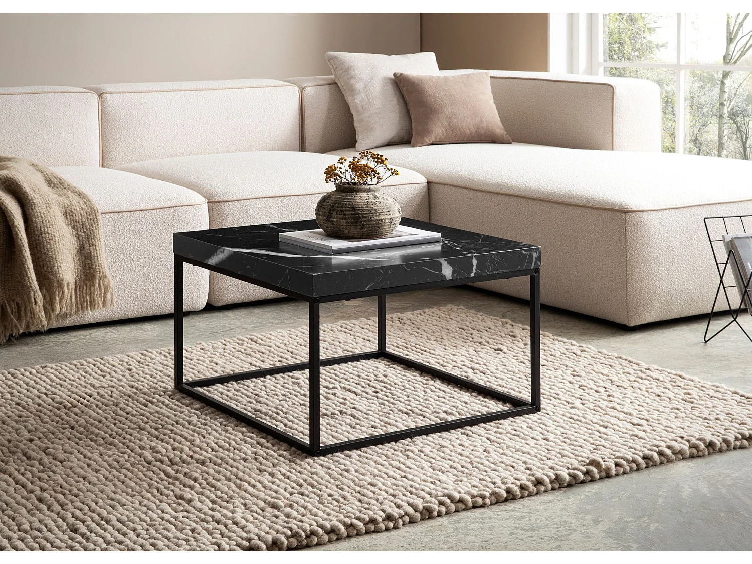 Table Basse Canapé de Salon 60 cm Design Moderne Petite Carrée Métal