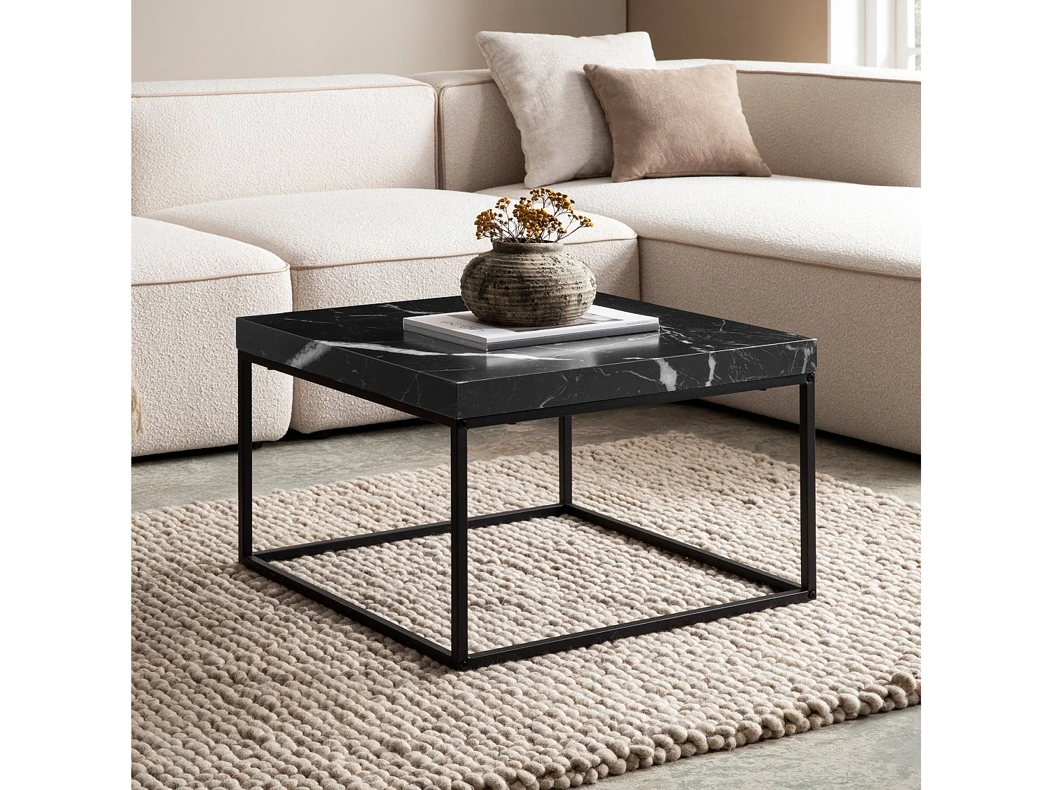 Table Basse Canapé de Salon 60 cm Design Moderne Petite Carrée Métal