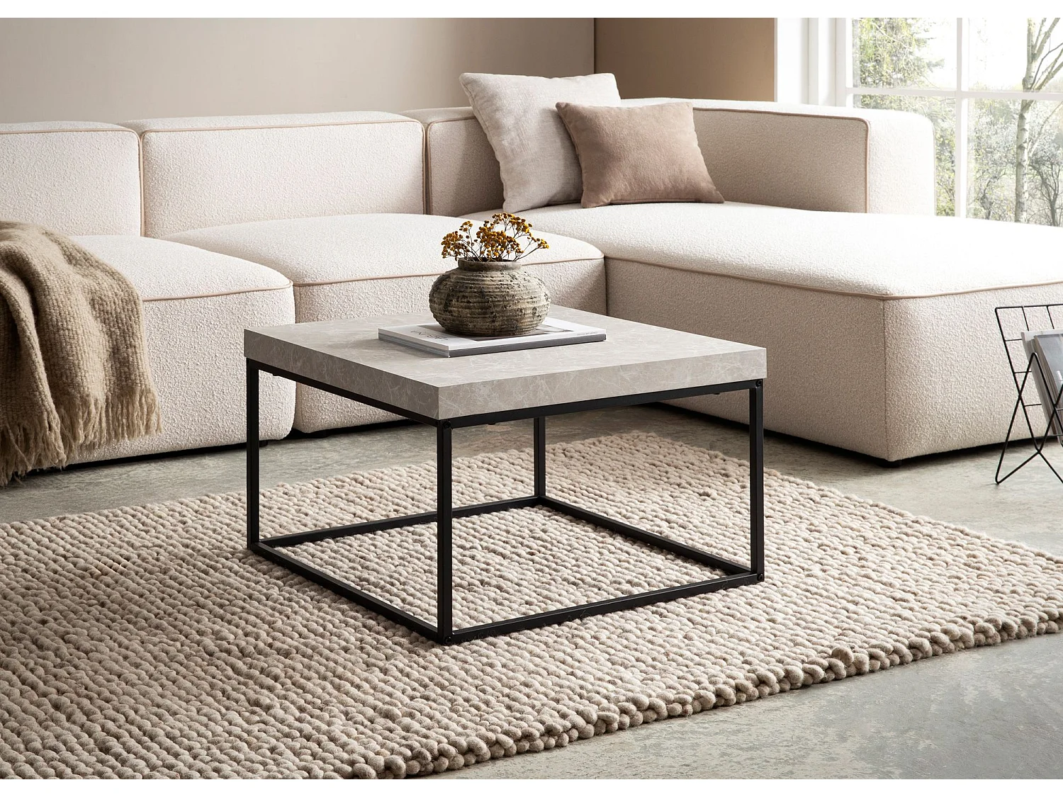 Table Basse Canapé de Salon 60 cm Design Moderne Petite Carrée Métal