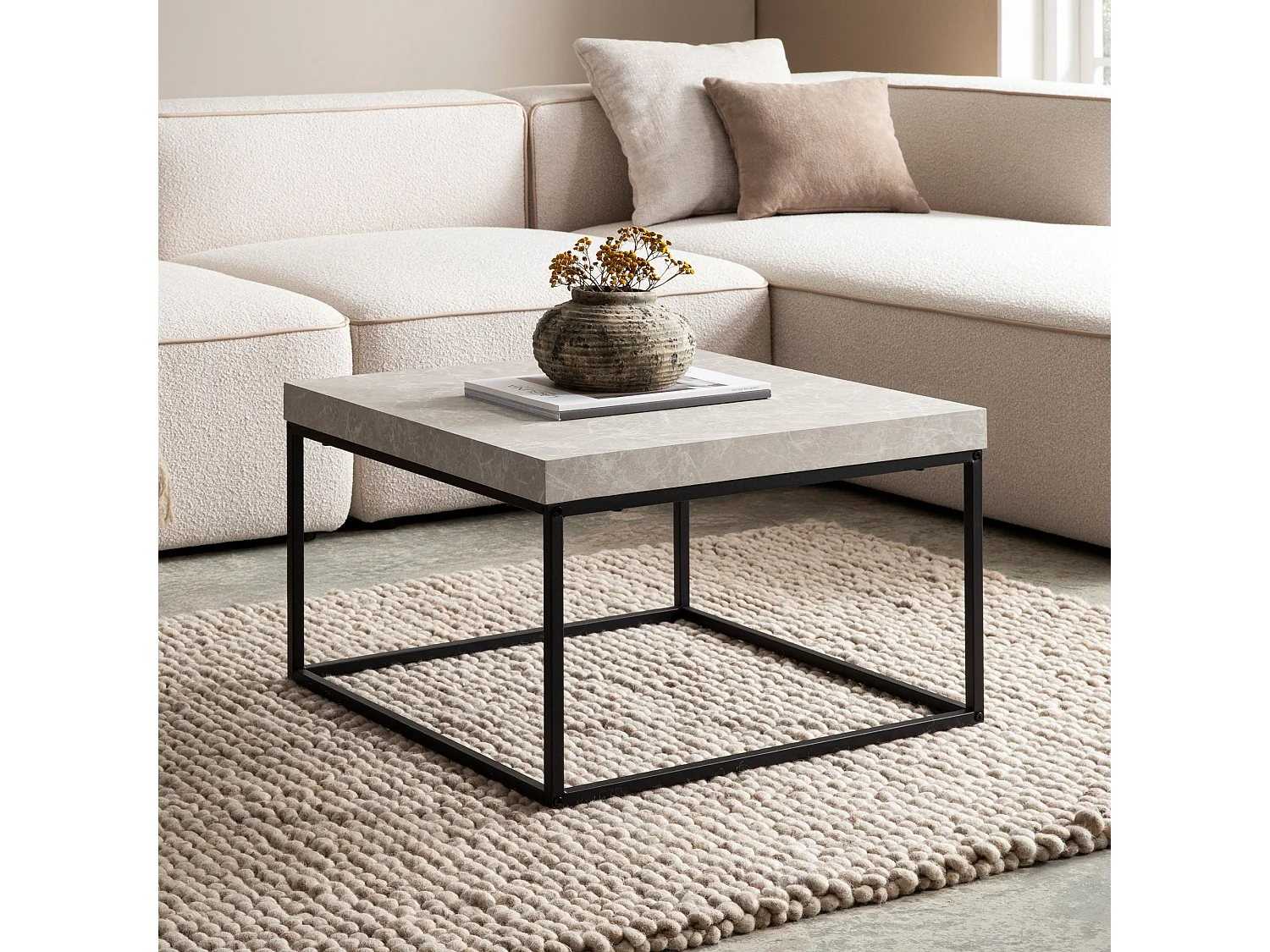 Table Basse Canapé de Salon 60 cm Design Moderne Petite Carrée Métal